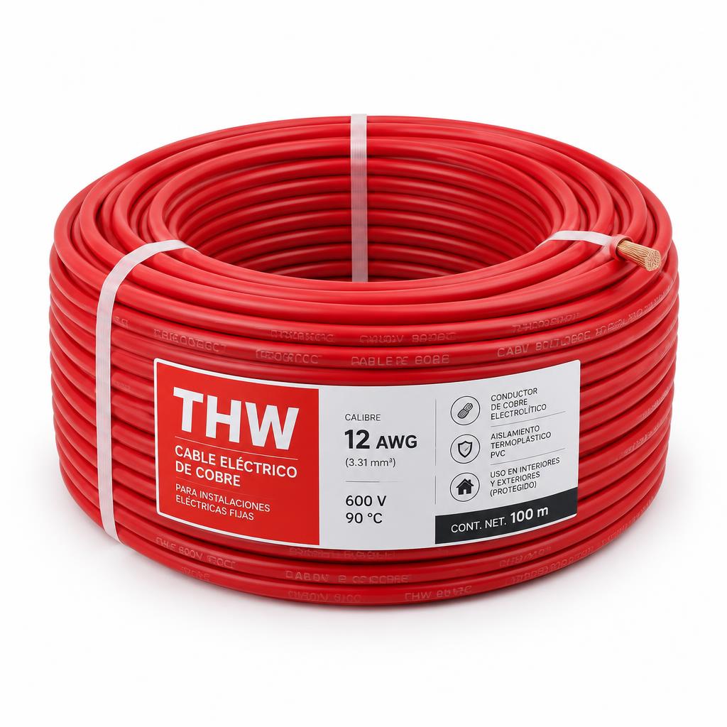 Cable THW 12 AWG · rollo 100 m